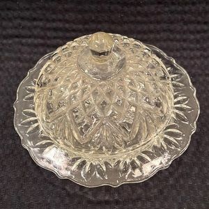 Crystal Cut Glass Vintage Butter Dish